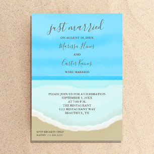 Recién Casados Invitación Acuarela Playa del Océan