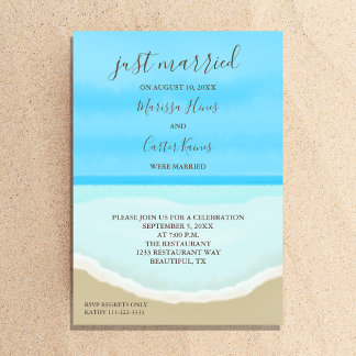 Recién Casados Invitación Acuarela Playa del Océan