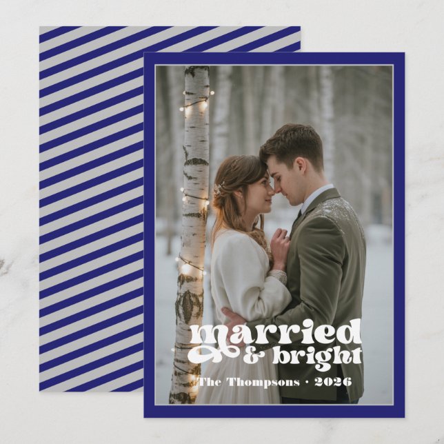 Recién Casados Navidad Azul Medianoche y Plateado (Anverso / Reverso)