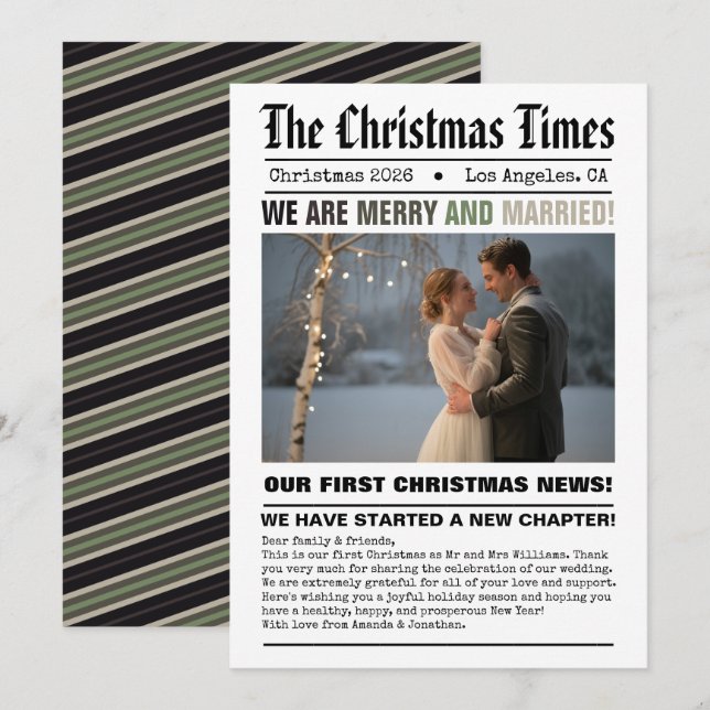 Recién casados, nuestra primera foto de Navidad en (Anverso / Reverso)