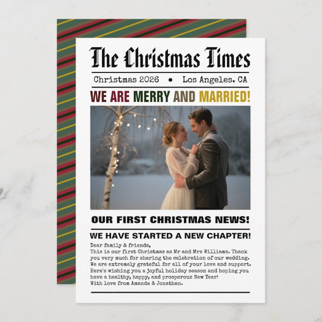 Recién casados Nuestra primera Navidad Foto estilo (Anverso / Reverso)