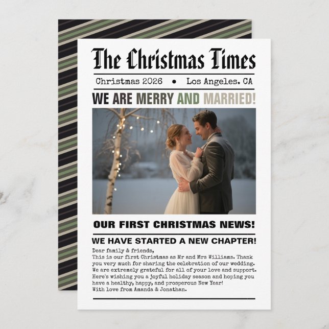 Recién casados nuestra primera Navidad Foto estilo (Anverso / Reverso)