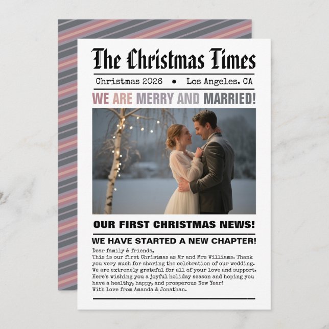 Recién casados Nuestra primera Navidad Foto estilo (Anverso / Reverso)