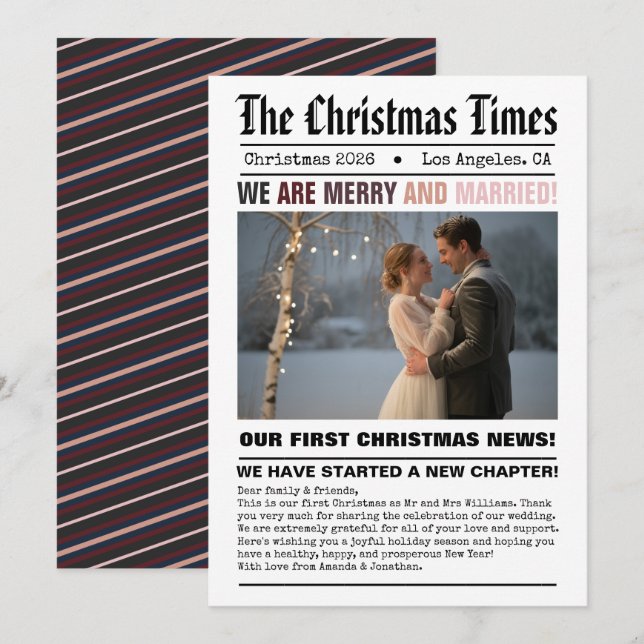 Recién casados Nuestra primera Navidad Foto estilo (Anverso / Reverso)