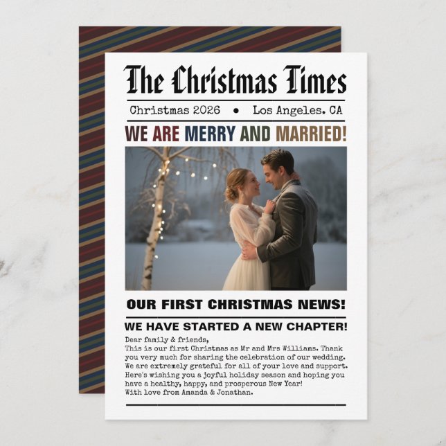 Recién casados Nuestra primera Navidad Foto estilo (Anverso / Reverso)