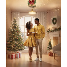 Recién casados, tarjeta de Navidad del primer aniv