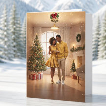 Recién casados, tarjeta de Navidad del primer aniv