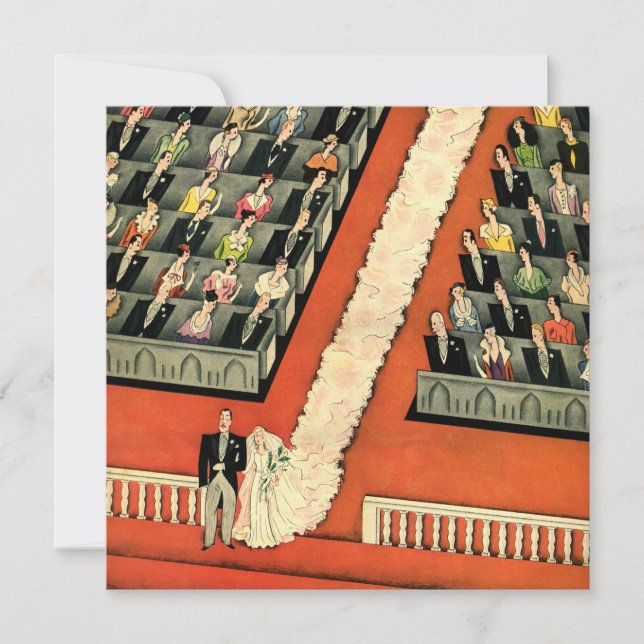 Recién casados Vintage Art Déco, Invitación de Bod (Anverso)