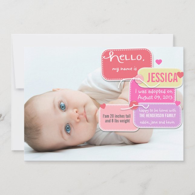 recién nacido de adopción personalizado invitación (Anverso)