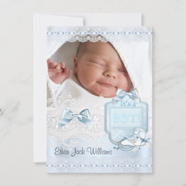 Recién nacido de anuncio de nacimiento calzado fot (Anverso)