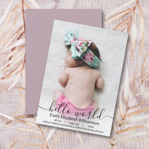 Recién nacido de caligrafía moderna Invitación fot