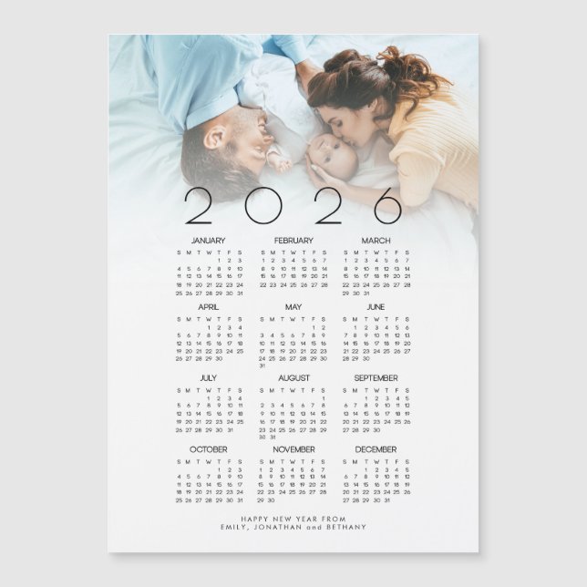 recién nacido de fotos del calendario 2026 Feliz A (Anverso)