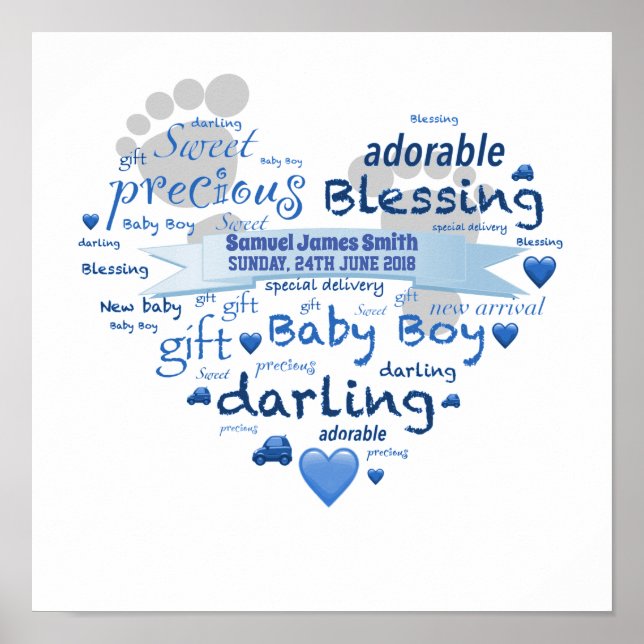 Recién nacido de nombre personalizado Arte de Word (Frente)
