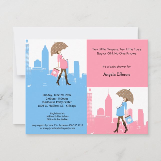 Recién nacido en la invitación de Baby Shower de (Anverso)