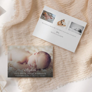 Recién nacido Foto Elegante Anuncio de Nacimiento