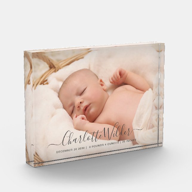 Recién nacido Foto Script Nombre Birth Stats (Izquierda)