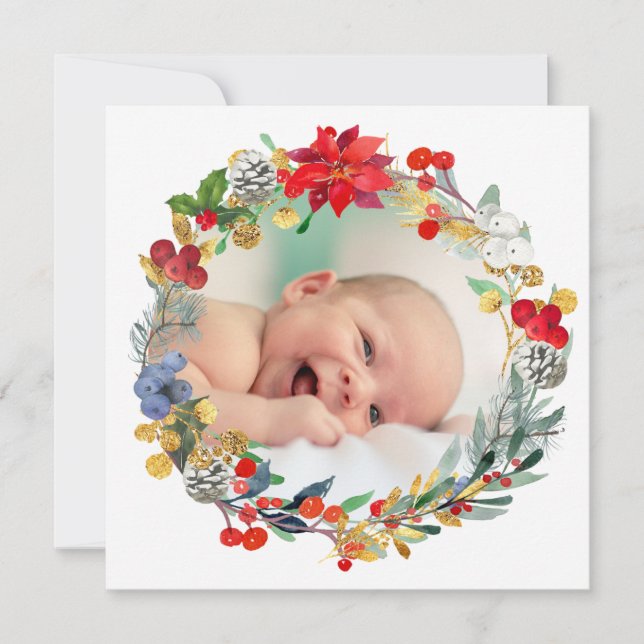 recién nacido invitación Feliz Navidad (Anverso)