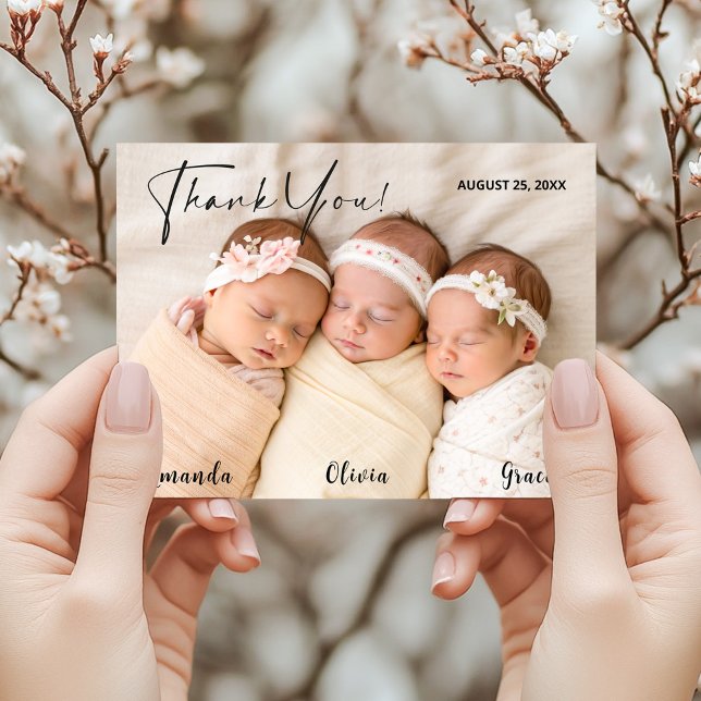 Recién Nacido Triplet Bebé Gracias Tarjeta Postal  (Subido por el creador)