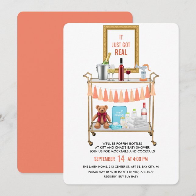 Recién Recibió Una Invitación Real De Baby Shower (Anverso / Reverso)