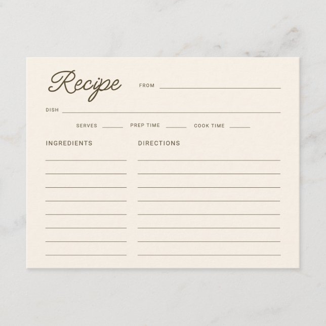 Recién Salido Del Mercado Tarjeta De Receta De Duc (Anverso)