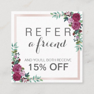Recomendación acuarela floral cuadrada elegante tarjeta de refer