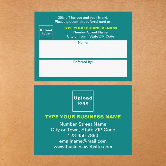 Recomendación Almacenar o comprar la tarjeta de referencia Verde (Business teal green referral card for for your customers and their family, relatives or friends.)