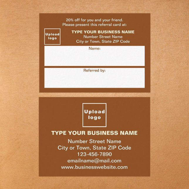 Recomendación Almacenar o comprar tarjeta de referencia de Busin (Business brown referral card for for your customers and their family, relatives or friends.)