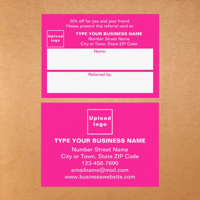 Recomendación Almacenar o comprar tarjeta de referencia rosa par (Business pink referral card for for your customers and their family, relatives or friends.)