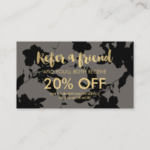 Recomendación Black Floral Gold Textos Gris Salon Tarjeta de ref
