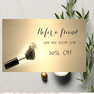 Recomendación Elegante  Lujo, Oro, Tarjeta de Referido de Brocha