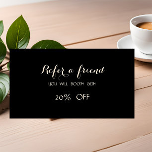 Recomendación Elegante tarjeta de referencia elegante, negra