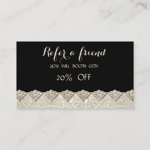 Recomendación Elegante y con Estilo, Tarjeta de Referido Negra c