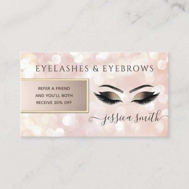 Recomendación Moda de la tarjeta de referencia pestañas y cejas  (Anverso)