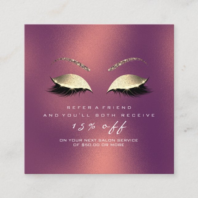 Recomendación Purpurina de la tarjeta de referencia de salon con (Anverso)