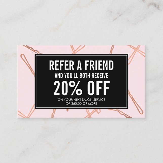 Recomendación Rosa de moda Bobby Pins en tarjeta de referencia r (Anverso)