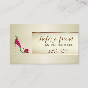 Recomendación Rosas Chic Elegantes, Tarjeta de Referido de Tacón