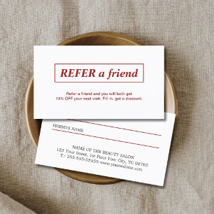 Recomendación Sencillo blanco rojo remite tarjeta de amigo