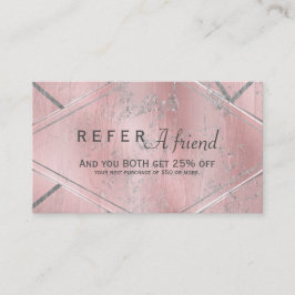 Recomendación Tarjeta de cliente de Pink & Silver Satin REFERIR 