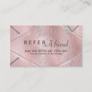 Recomendación Tarjeta de cliente de Pink & Silver Satin REFERIR