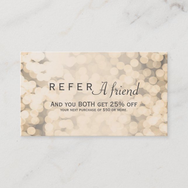 Recomendación Tarjeta de cliente Gold Sparkling Lights REFERIR A (Anverso)