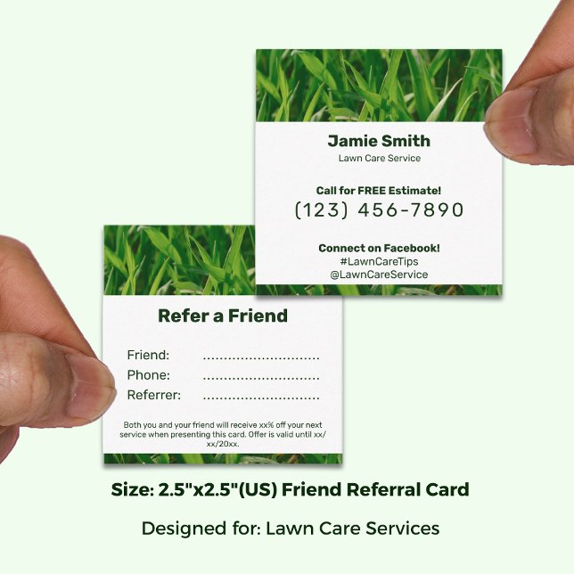 Recomendación Tarjeta de cuidado de césped en blanco, versión ed (Blank, Writable Version, Editable Lawn Care Referral Card; Size: 2.5 x 2.5 Inch)