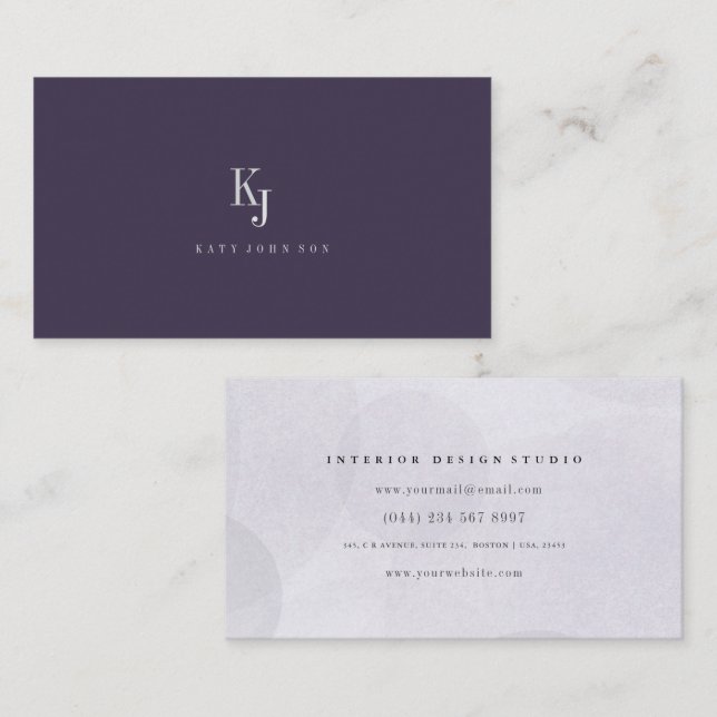 Recomendación Tarjeta de presentación elegante monograma simple  (Anverso / Reverso)