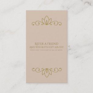 Recomendación Tarjeta de Referencia Amigo Rosa y Dorado Elegante