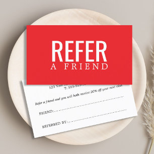 Recomendación Tarjeta de referencia blanca simple y elegante