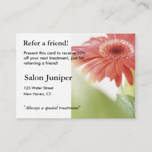 Recomendación Tarjeta de referencia con margarita gerbera rosa