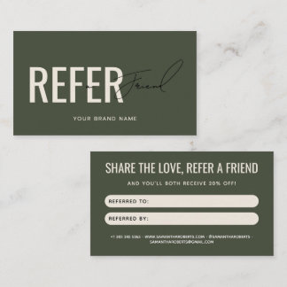 Recomendación Tarjeta de referencia de amigo verde profesional m