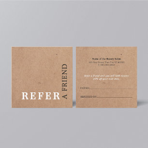 Recomendación Tarjeta de referencia de belleza Kraft elegante e