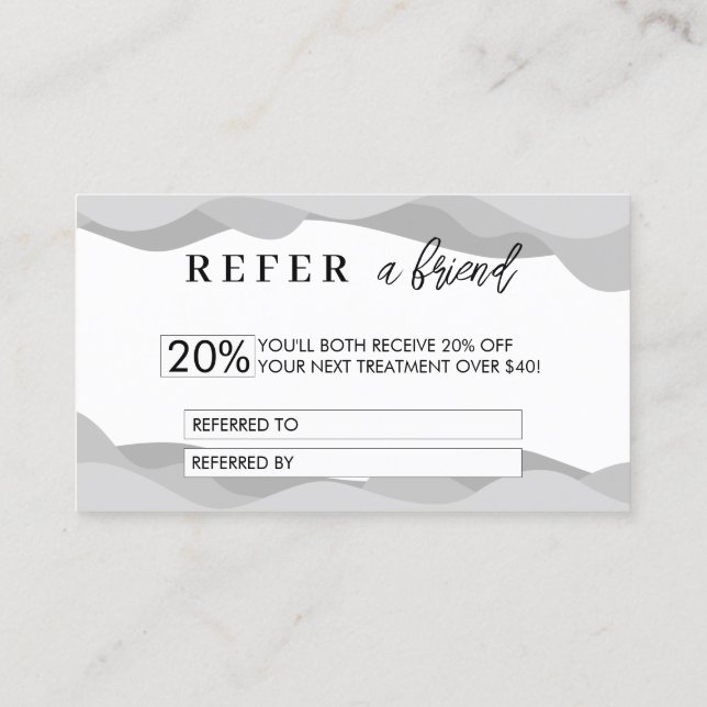 Recomendación Tarjeta de referencia de descuento minimalista | R (Reverso)