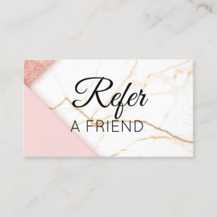 Recomendación Tarjeta de Referencia de Mármol Rosa y Dorado Mode