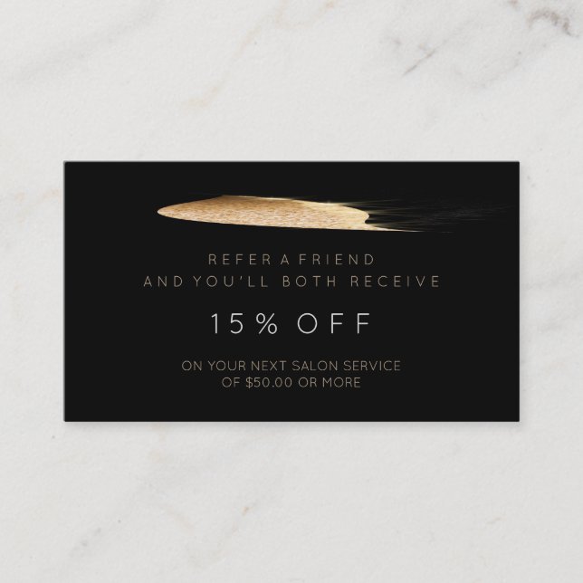 Recomendación Tarjeta de referencia de salón Black Gold Sparkly  (Anverso)